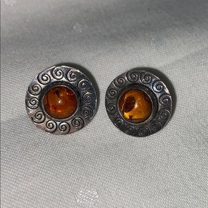Authentic Vintage Sterling Silver & Amber earrings